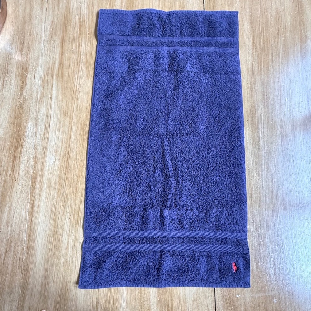 Ralph Lauren Navy Blue Cotton Towel Set Red Pony Logo Made in USA 3 Piece - Picture 5 of 5